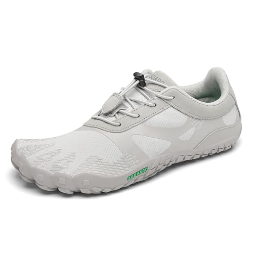 SAGUARO Barfußschuhe Herren Damen Barfuss Schuhe Outdoor Barfussschuhe Leichte rutschfeste Zehenschuhe Barfuß Fitnessschuhe Traillaufschuhe Aschgrau,Gr.45 von SAGUARO
