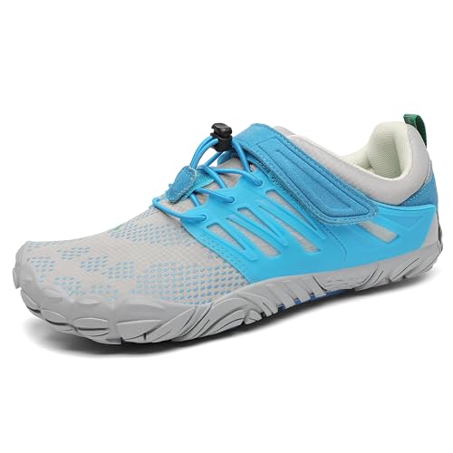 SAGUARO Barfuss Schuhe Damen - Barfußschuhe Damen - Outdoor Barfussschuhe Leichte rutschfeste Zehenschuhe Barfuß Fitnessschuhe Traillaufschuhe Azurblau,Gr.38 von SAGUARO