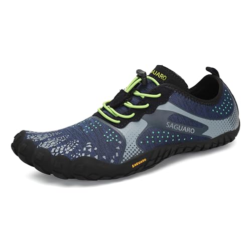 SAGUARO Barfußschuhe Herren Damen Barfuss Schuhe Outdoor Barfussschuhe Leichte rutschfeste Zehenschuhe Barfuß Fitnessschuhe Traillaufschuhe Blau,Gr.43 von SAGUARO