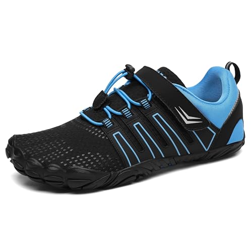SAGUARO Barfußschuhe Herren Damen Barfuss Schuhe Outdoor Barfussschuhe Leichte rutschfeste Zehenschuhe Barfuß Fitnessschuhe Traillaufschuhe Blau Schwarz,Gr.41 von SAGUARO