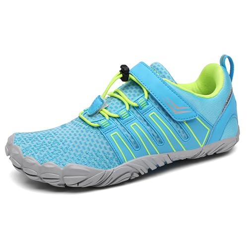 SAGUARO Barfuss Schuhe Damen - Barfußschuhe Damen - Outdoor Barfussschuhe Leichte rutschfeste Zehenschuhe Barfuß Fitnessschuhe Traillaufschuhe Himmelblau,Gr.42 von SAGUARO