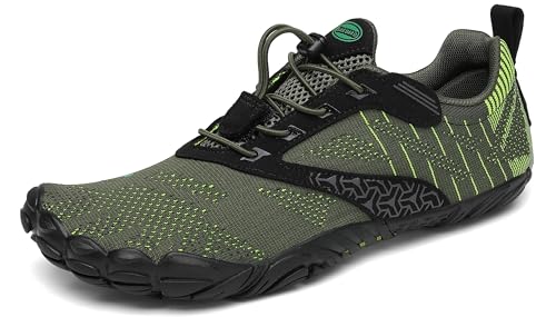 SAGUARO Barfußschuhe Herren Damen Barfussschuhe Traillaufschuhe Zehen Training Fitnessschuhe Outdoor Barfuss Wanderschuhe Atmungsaktiv Schnell Trocknend Badeschuhe, Grün, 40 EU von SAGUARO