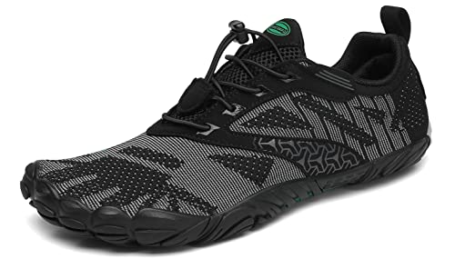 SAGUARO Barfussschuhe Barfußschuhe Herren Damen Traillaufschuhe Straßenlaufschuhe Sommer Barefoot Wander Trekking Training Fitness Sneaker Breiter Zehenbox Minimalistische Schuhe, Schwarz, 37 EU von SAGUARO