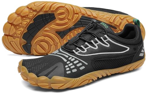 SAGUARO Barfußschuhe Herren Damen Traillaufschuhe Outdoor & Indoor Training Fitnessschuhe Wander Wald Strand Straße Laufschuhe Walkingschuhe Schnell Trocknend Badeschuhe, Krähe Schwarz, 47 EU von SAGUARO