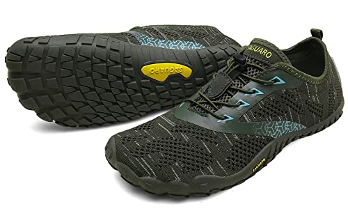 SAGUARO Barfußschuhe Herren Damen Traillaufschuhe Leicht Training Fitnessschuhe Wander Wald Strand Straßenlaufschuhe Outdoor & Indoor Sports Schuhe für Frauen Männer, Grün, 39 EU von SAGUARO