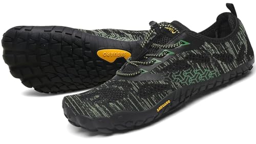 SAGUARO Barfußschuhe Herren Damen Traillaufschuhe Outdoor & Indoor Training Fitnessschuhe Wander Wald Strand Straße Laufschuhe Walkingschuhe Schnell Trocknend Badeschuhe, Kieferngrün, 40 EU von SAGUARO