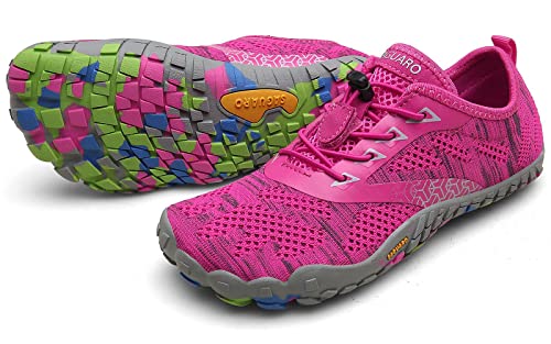 SAGUARO Barfußschuhe Herren Damen Traillaufschuhe Leicht Training Fitnessschuhe Wander Wald Strand Straßenlaufschuhe Outdoor & Indoor Sports Schuhe für Frauen Männer, Pink, 36 EU von SAGUARO