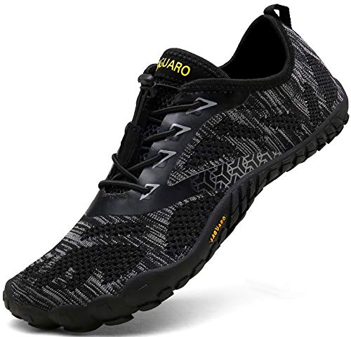 SAGUARO Barfussschuhe Herren Damen Traillaufschuhe Leicht Training Fitnessschuhe Wander Wald Strand Straßenlaufschuhe Outdoor & Indoor Sports Schuhe für Frauen Männer, Schwarz, 37 EU von SAGUARO