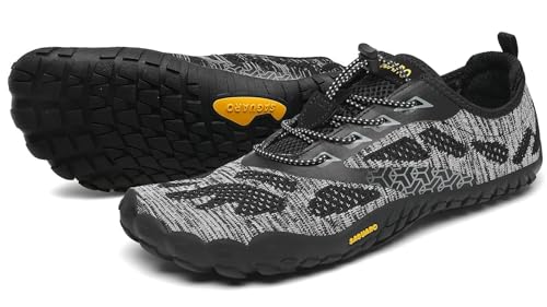 SAGUARO Barfußschuhe Herren Damen Traillaufschuhe Outdoor & Indoor Training Fitnessschuhe Wander Wald Strand Straße Laufschuhe Walkingschuhe Schnell Trocknend Badeschuhe, Onyx Schwarz, 43 EU von SAGUARO