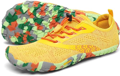 SAGUARO Barfußschuhe Herren Damen Traillaufschuhe Outdoor & Indoor Training Fitnessschuhe Wander Wald Strand Straße Laufschuhe Walkingschuhe Schnell Trocknend Badeschuhe, Gelb, 37 EU von SAGUARO