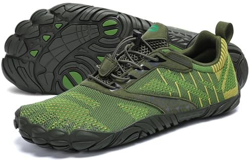 SAGUARO Barfußschuhe Herren Damen Traillaufschuhe Outdoor & Indoor Training Fitnessschuhe Wander Wald Strand Straße Laufschuhe Walkingschuhe Schnell Trocknend Badeschuhe, Gurke Grün, 48 EU von SAGUARO