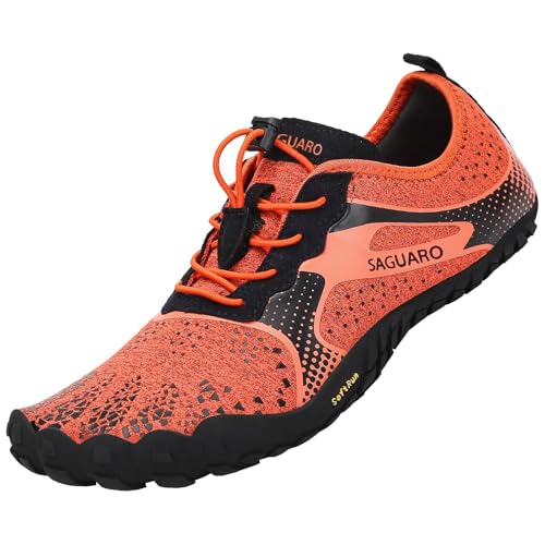 SAGUARO Barfußschuhe Herren Barfuss Schuhe Damen Sommer Barefoot Shoes Leicht Atmungsaktive Barfussschuhe Outdoor Zehenschuhe für Männer Frauen, Orange, 40 EU von SAGUARO