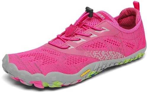 SAGUARO Barfußschuhe Damen Herren Zehenschuhe Traillaufschuhe Weich Bequem Barfussschuhe Fitnessschuhe Männer Frauen Trainingsschuhe für Joggen Laufen Wandern, Fuscia Rot, 38 EU von SAGUARO