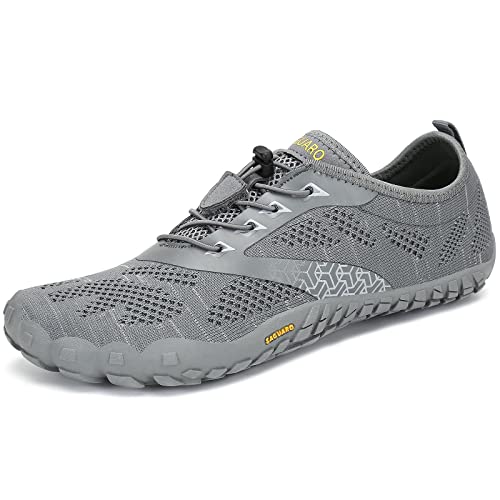 SAGUARO Barfußschuhe Herren Damen Zehenschuhe Traillaufschuhe Leicht Weich rutschfest Badeschuhe Fitnessschuhe Frauen Männer Straßenlaufschuhe für Training Wandern, Grau, 40 EU von SAGUARO