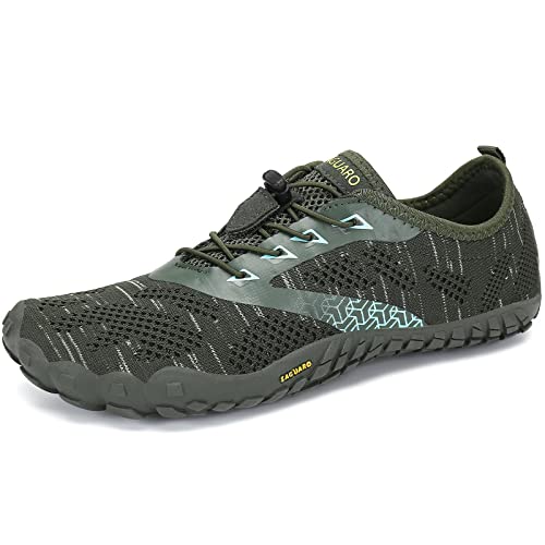 SAGUARO Barfußschuhe Herren Damen Zehenschuhe Traillaufschuhe Leicht Weich rutschfest Badeschuhe Fitnessschuhe Frauen Männer Straßenlaufschuhe für Training Wandern, Grün, 40 EU von SAGUARO