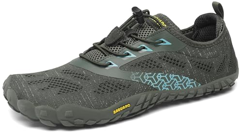 SAGUARO Barfußschuhe Damen Herren Zehenschuhe Traillaufschuhe Weich Bequem Barfussschuhe Fitnessschuhe Männer Frauen Trainingsschuhe für Joggen Laufen Wandern, Grün, 43 EU von SAGUARO