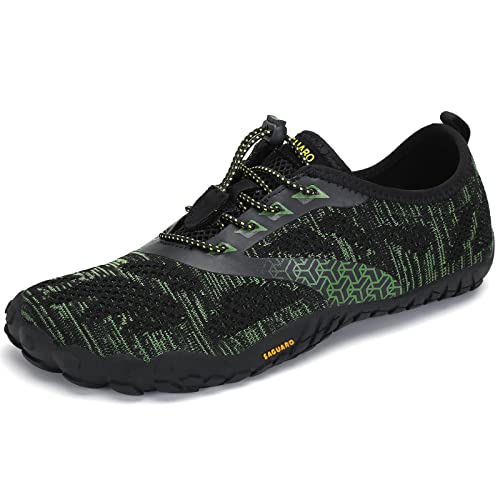 SAGUARO Barfußschuhe Herren Damen Zehenschuhe Traillaufschuhe Leicht Weich rutschfest Badeschuhe Fitnessschuhe Frauen Männer Straßenlaufschuhe für Training Wandern, Krokodil Grün, 40 EU von SAGUARO