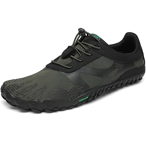 SAGUARO Barfußschuhe Herren Damen Zehenschuhe Traillaufschuhe Leicht Weich rutschfest Badeschuhe Fitnessschuhe Frauen Männer Straßenlaufschuhe für Training Wandern, Vitality III, Pickel Grün, 48 EU von SAGUARO