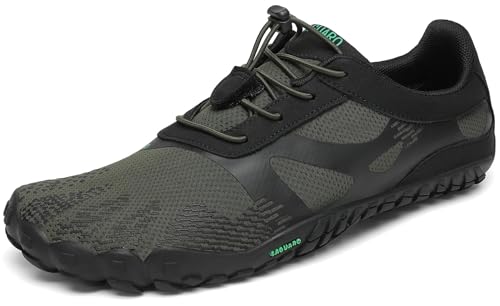SAGUARO Barfußschuhe Damen Herren Zehenschuhe Traillaufschuhe Weich Bequem Barfussschuhe Fitnessschuhe Männer Frauen Trainingsschuhe für Joggen Laufen Wandern, Pickle Grün, 46 EU von SAGUARO