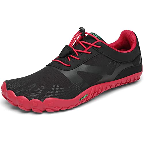 SAGUARO Barfußschuhe Herren Damen Zehenschuhe Traillaufschuhe Leicht Weich rutschfest Badeschuhe Fitnessschuhe Frauen Männer Straßenlaufschuhe für Training Wandern, Rot, 38 EU von SAGUARO