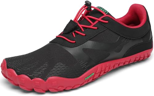 SAGUARO Barfußschuhe Damen Herren Zehenschuhe Traillaufschuhe Weich Bequem Barfussschuhe Fitnessschuhe Männer Frauen Trainingsschuhe für Joggen Laufen Wandern, Rot, 47 EU von SAGUARO