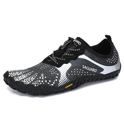 SAGUARO Barfußschuhe Damen Herren Zehenschuhe Traillaufschuhe Weich Bequem Barfussschuhe Fitnessschuhe Männer Frauen Trainingsschuhe für Joggen Laufen Wandern, Weiß, 48 EU von SAGUARO