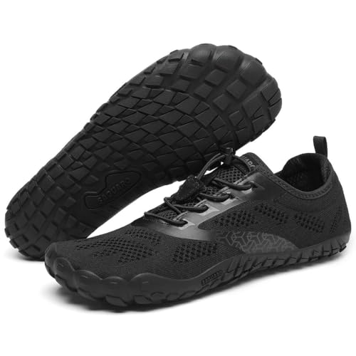SAGUARO Barfußschuhe Herren Damen Barfussschuhe Ultraleicht Bequem Barefoot Shoes rutschfest Atmungsaktiv mit Breiter Zehenbox für Training Fitness, Kohle Schwarz, 44 EU von SAGUARO