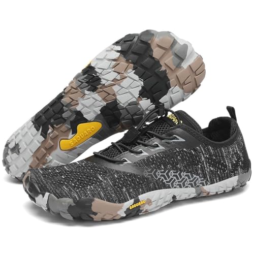 SAGUARO Barfußschuhe Herren Damen Barfussschuhe Ultraleicht Bequem Barefoot Shoes rutschfest Atmungsaktiv mit Breiter Zehenbox für Training Fitness, Tinte Schwarz, 38 EU von SAGUARO