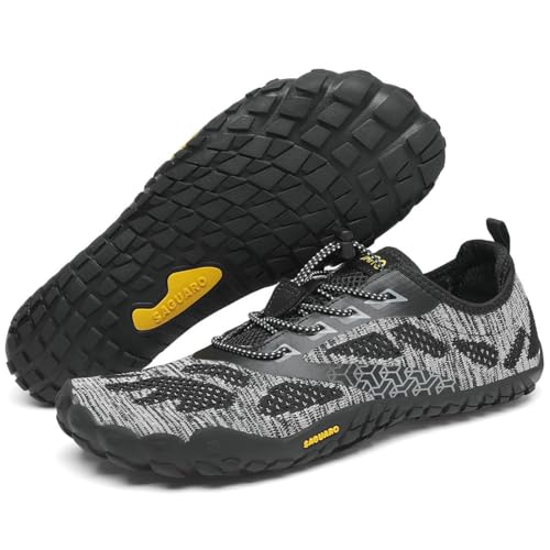 SAGUARO Barfußschuhe Herren Damen Barfussschuhe Ultraleicht Bequem Barefoot Shoes rutschfest Atmungsaktiv mit Breiter Zehenbox für Training Fitness, Schmierfett Schwarz, 38 EU von SAGUARO