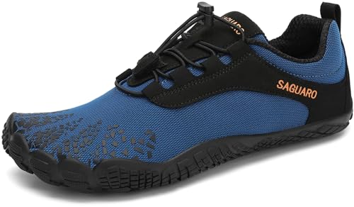 SAGUARO Barfußschuhe Herren Damen Zehenschuhe Ultraleicht Bequem Traillaufschuhe rutschfest Atmungsaktiv Barfussschuhe mit Breiter Zehenbox und Zero-Drop Solhe für Fitness, Blau, 39 EU von SAGUARO