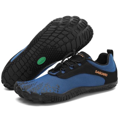 SAGUARO Barfußschuhe Herren Damen Barfussschuhe Ultraleicht Bequem Barefoot Shoes rutschfest Atmungsaktiv mit Breiter Zehenbox für Training Fitness, Blau, 44 EU von SAGUARO