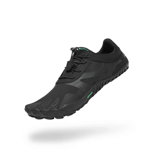 SAGUARO Barfußschuhe Herren Damen Zehenschuhe Ultraleicht Bequem Traillaufschuhe rutschfest Atmungsaktiv Barfussschuhe mit Breiter Zehenbox und Zero-Drop Solhe für Fitness, Onyx Schwarz, 36 EU von SAGUARO