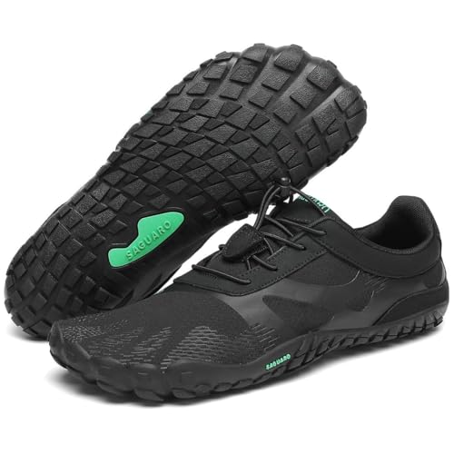 SAGUARO Barfußschuhe Herren Damen Barfussschuhe Ultraleicht Bequem Barefoot Shoes rutschfest Atmungsaktiv mit Breiter Zehenbox für Training Fitness, Onyx Schwarz, 36 EU von SAGUARO