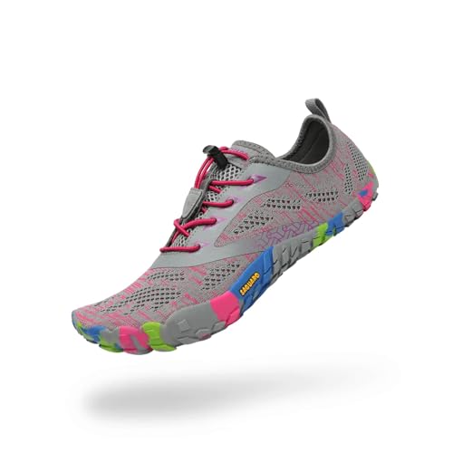 SAGUARO Barfußschuhe Herren Damen Zehenschuhe Ultraleicht Bequem Traillaufschuhe rutschfest Atmungsaktiv Barfussschuhe mit Breiter Zehenbox für Training Fitness, Rosa, 36 EU von SAGUARO