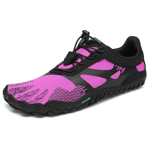 SAGUARO Barfußschuhe Damen Fitnessschuhe Herren Barfussschuhe Schnell Trocknend Traillaufschuhe Badeschuhe rutschfest Unisex Sommer Outdoor Kletterschuhe SchwarzLila 41 EU von SAGUARO