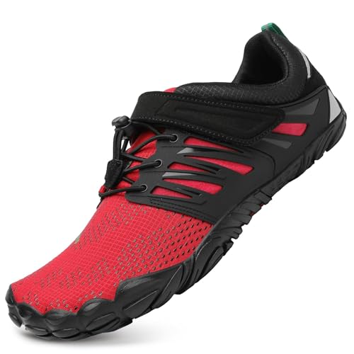 SAGUARO Barfußschuhe Herren Fitnessschuhe Damen Barfussschuhe Schnell Trocknend Traillaufschuhe rutschfest Unisex Aquaschuhe Atmungsaktiv Leicht Sommer Outdoor Wasserschuhe Karminrot 41 EU von SAGUARO