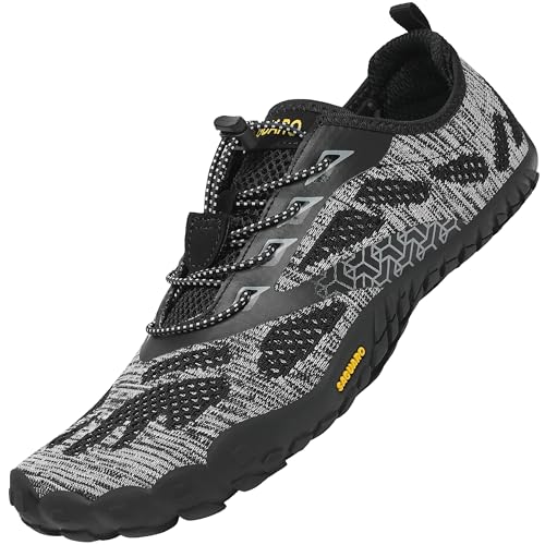 SAGUARO Barfussschuhe Herren Fitnessschuhe rutschfest Schnell Trocknend Badeschuhe Atmungsaktiv Barfuß Laufschuhe Damen Bequeme Traillaufschuhe Wasserdicht Sport Schnelltrocknend, Schwarz 39 von SAGUARO