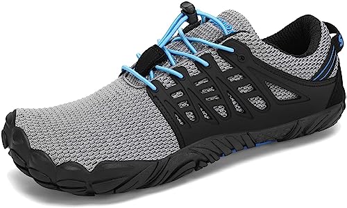 SAGUARO Barfußschuhe Herren Minimalistische Traillaufschuhe Damen Laufschuhe Outdoor Fitnessschuhe Grau Gr.42 von SAGUARO