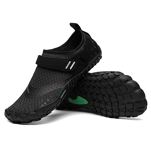 SAGUARO Barfußschuhe Herren Barfussschuhe Damen Sommer Barfuß Schuhe Outdoor Zehenschuhe Leicht Training Fitnessschuhe Minimalistische Traillaufschuhe Schwarz A, Gr.42 EU von SAGUARO