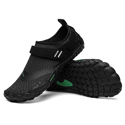 SAGUARO Barfußschuhe Herren Barfussschuhe Damen Barfuss Schuhe Outdoor Zehenschuhe Leicht Fitnessschuhe Traillaufschuhe mit Breite Zehenbox, Nimble Ⅰ - Barfußschuhe Schwarz A, Gr.42 EU von SAGUARO