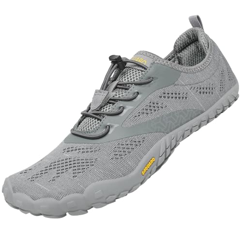 SAGUARO Barfussschuhe Herren Atmungsaktive Sommer Zehenschuhe Damen Outdoor Traillaufschuhe Stricken Grau 40 SAGUARO Barfussschuhe Herren Atmungsaktive Sommer Zehenschuhe Damen Outdoor Traillaufschuhe Stricken Grau 40 von SAGUARO