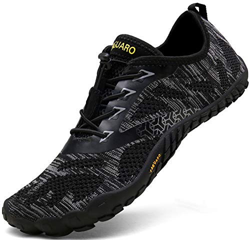 SAGUARO Barfußschuhe Herren Trail Laufschuhe Damen Indoor Outdoor Sport Fitnessschuhe Leicht Zehen Wander Trekking Schuhe für Frauen Männer Schwarz Gr.44 von SAGUARO