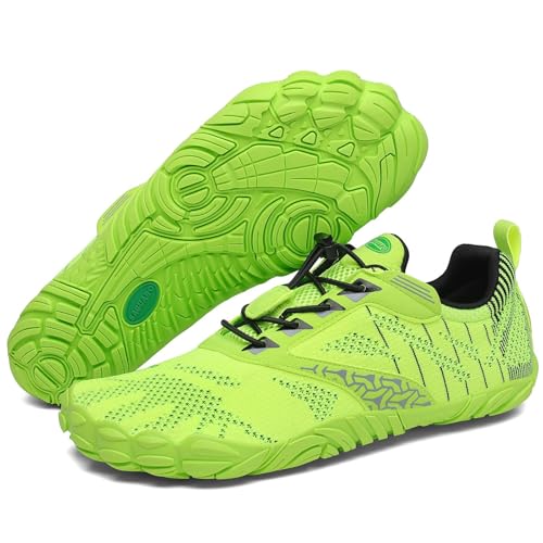 SAGUARO Barfußschuhe Herren Traillaufschuhe Damen Atmungsaktiv Fitnessschuhe Männer Outdoor Indoor Sportschuhe Wanderschuhe Leicht Schnell Trocknend Wassersportschuhe Frauen Strand Gelbgrün 41 EU von SAGUARO