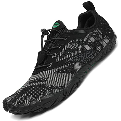 SAGUARO Barfußschuhe Herren Traillaufschuhe Damen Atmungsaktiv Fitnessschuhe Männer Outdoor Indoor Sportschuhe Wanderschuhe Leicht Schnell Trocknend Wassersportschuhe Frauen Strand Schwarz 43 EU von SAGUARO