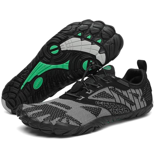 SAGUARO Barfußschuhe Herren Traillaufschuhe Damen Atmungsaktiv Fitnessschuhe Männer Outdoor Indoor Sportschuhe Wanderschuhe Leicht Schnell Trocknend Wassersportschuhe Frauen Strand Schwarz 48 EU von SAGUARO