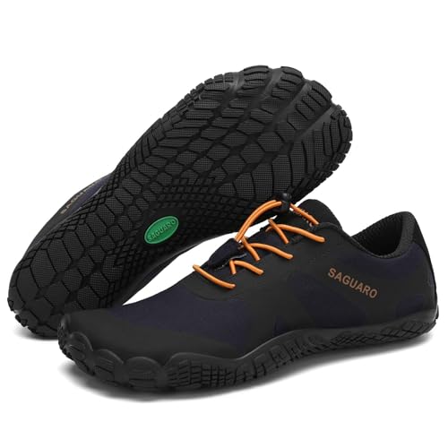 SAGUARO Barfußschuhe Herren Traillaufschuhe Männer Atmungsaktiv Fitnessschuhe Damen Outdoor Schnell Trocknend Wassersport Barfuss Schuhe Schwarzblau 44 EU von SAGUARO