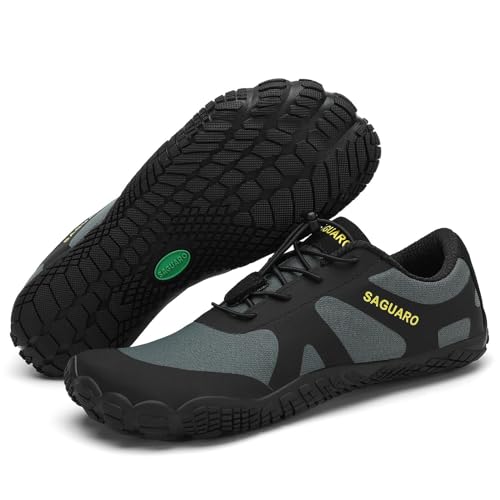 SAGUARO Barfußschuhe Herren Traillaufschuhe Männer Atmungsaktiv Fitnessschuhe Damen Outdoor Schnell Trocknend Wassersport Barfuss Schuhe Schwarzgrün 43 EU von SAGUARO