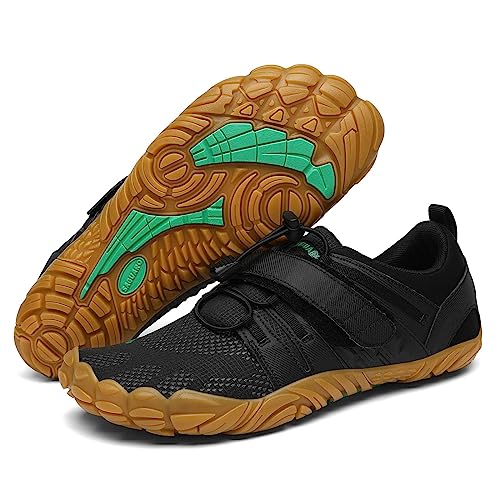 SAGUARO Barfußschuhe Herren Traillaufschuhe Männer Atmungsaktiv Fitnessschuhe Damen Outdoor Schnell Trocknend Wassersport Barfuss Schuhe Balkenschwarz 42 EU von SAGUARO