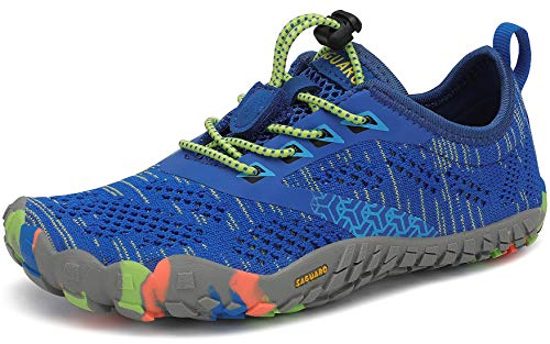 SAGUARO Barfussschuhe Jungen Mädchen Minimalistische Traillaufschuhe Kinder Leicht Weich Fitnessschuhe Gymnastikschuhe Sommer Outdoor Wanderschuhe Sportschuhe, Blau 34 EU von SAGUARO