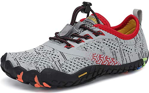 SAGUARO Barfussschuhe Jungen Mädchen Minimalistische Traillaufschuhe Kinder Leicht Weich Fitnessschuhe Gymnastikschuhe Sommer Outdoor Wanderschuhe Sportschuhe, Grau 26 EU von SAGUARO